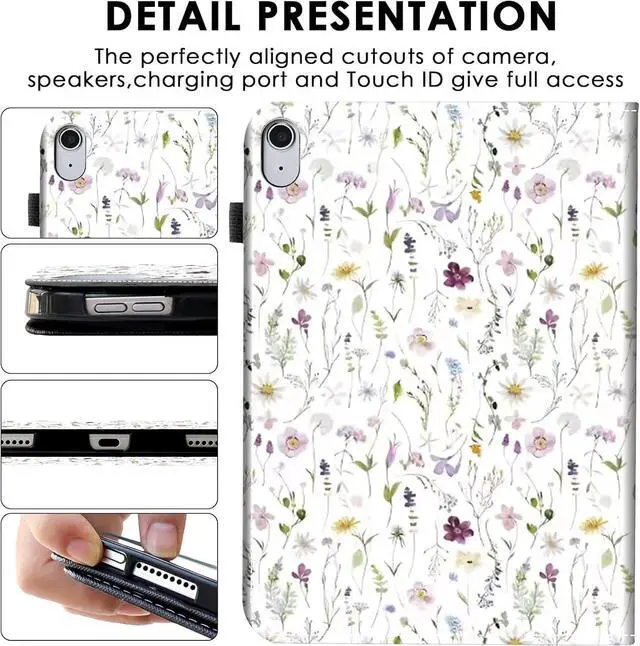 Alt view image 13 of 14 - for iPad (A16) 11th Generation Case, iPad 10th Generation Case with Pencil Holder, ipad case 10th Generation Multi-Angle Adjustable Stand with Magnetic Closure/Card Slots/Auto Wake Sleep, Floral