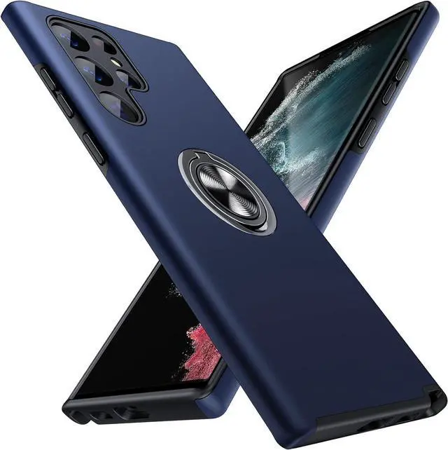 Alt view image 8 of 14 - JAME for Samsung Galaxy S22 Ultra Case, Slim Soft Bumper Protective Case for Samsung S22 Ultra Cover, with Invisible Ring Holder Kickstand for Galaxy S22 Ultra Case, Blue