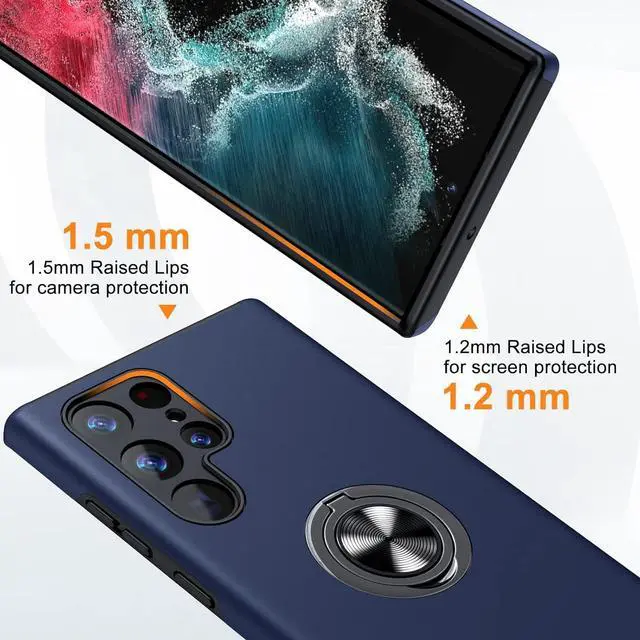 Alt view image 11 of 14 - JAME for Samsung Galaxy S22 Ultra Case, Slim Soft Bumper Protective Case for Samsung S22 Ultra Cover, with Invisible Ring Holder Kickstand for Galaxy S22 Ultra Case, Blue