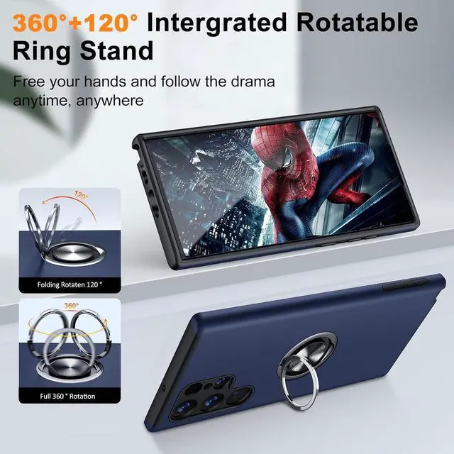Alt view image 12 of 14 - JAME for Samsung Galaxy S22 Ultra Case, Slim Soft Bumper Protective Case for Samsung S22 Ultra Cover, with Invisible Ring Holder Kickstand for Galaxy S22 Ultra Case, Blue
