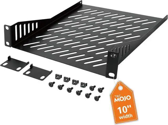 Alt view image 8 of 14 - Tecmojo 1U Rack Mount Shelf for 10" Server Rack, 7.87" Deep Vented Cantilever Tray, Metal Shelf for Network Cabinet, Server Enclosure, Enhanced Airflow, Black