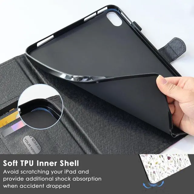 Alt view image 14 of 14 - for iPad (A16) 11th Generation Case, iPad 10th Generation Case with Pencil Holder, ipad case 10th Generation Multi-Angle Adjustable Stand with Magnetic Closure/Card Slots/Auto Wake Sleep, Floral
