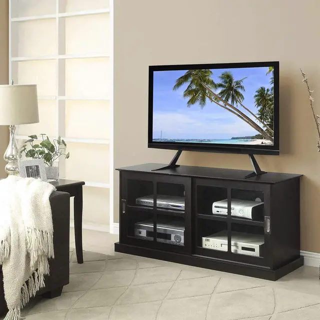 Alt view image 10 of 12 - Atlantic Table Top TV Stand - Universal Adjustable Table Top TV Stand, Adjust Height, Base Mount for Flat Screen TV up to 42" and 66 lbs, PN 63607103 in Black
