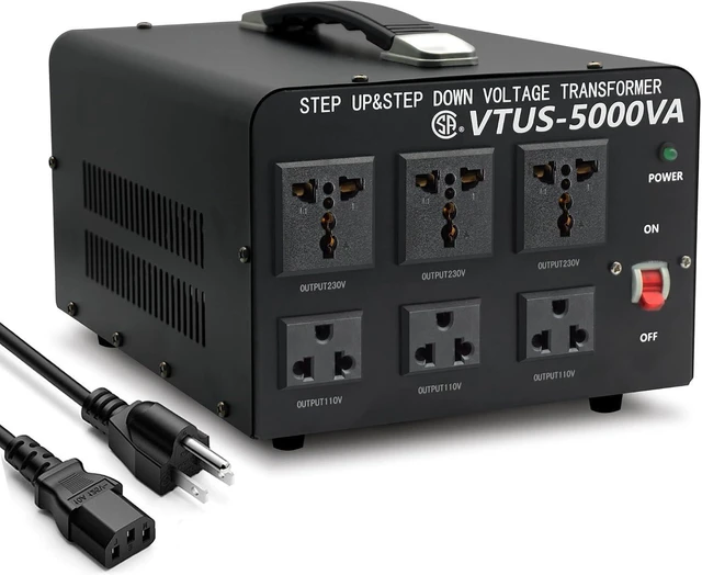 Alt view image 8 of 14 - 5000 Watt Voltage Converter Transformer - Heavy Duty Step Up/Down Convert from 110-120 Volt to 220-240 Volt and from 220-240 Volt to 110-120 Volt - Circuit Breaker Protection