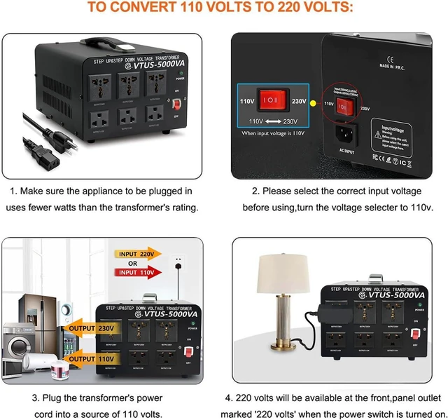 Alt view image 14 of 14 - 5000 Watt Voltage Converter Transformer - Heavy Duty Step Up/Down Convert from 110-120 Volt to 220-240 Volt and from 220-240 Volt to 110-120 Volt - Circuit Breaker Protection