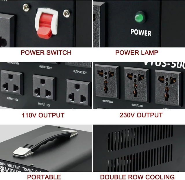 Alt view image 12 of 14 - 5000 Watt Voltage Converter Transformer - Heavy Duty Step Up/Down Convert from 110-120 Volt to 220-240 Volt and from 220-240 Volt to 110-120 Volt - Circuit Breaker Protection
