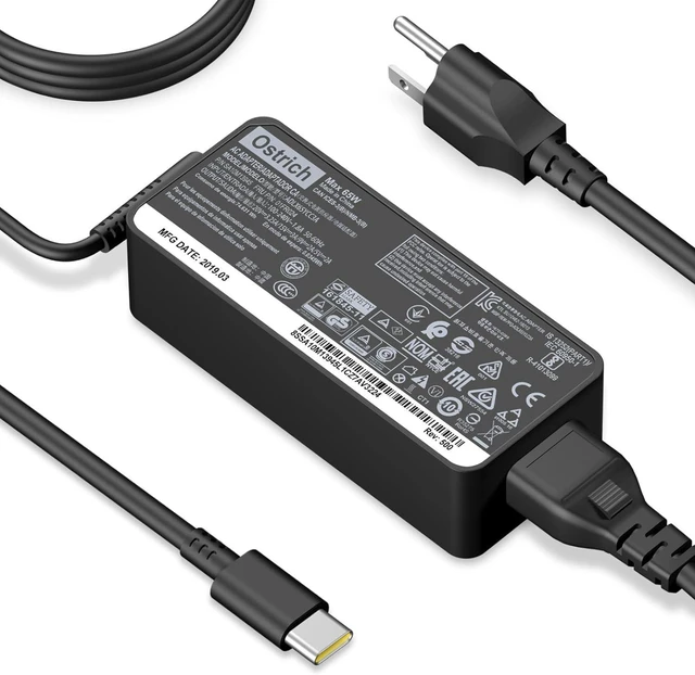 Alt view image 8 of 14 - Charger Compatible with Lenovo Laptop Computer Thinkpad Yoga Chromebook USB C Laptop Charger 65W 45W
