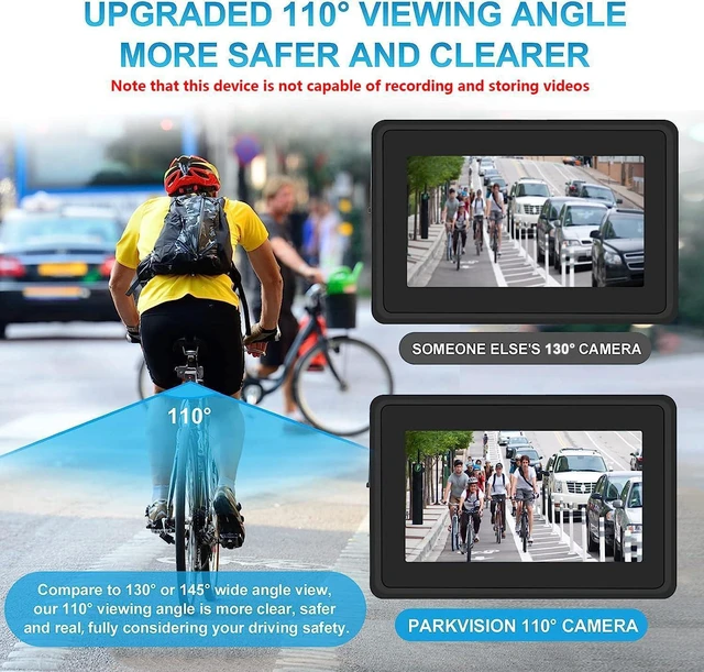 Alt view image 11 of 14 - PARKVISION Bike Rear View Mirror,1080P AHD Bicycle Rear View Camera with 4.3''Screen,360°Rotatable Bracket, 5000mAh Battery Bike Handlebar Mirror with 110°Appropriate Angle for Most Bikes