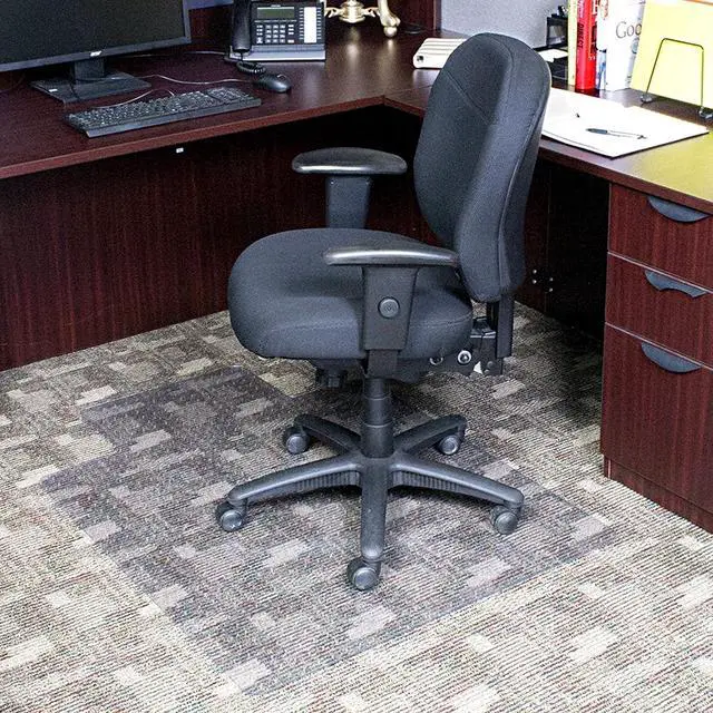 Alt view image 9 of 14 - Dimex Office Chair Mat for Low Pile Carpet with Lip, 36" x 48", Clear