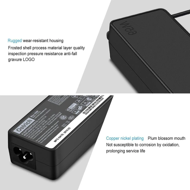 Alt view image 10 of 14 - Charger Compatible with Lenovo Laptop Computer Thinkpad Yoga Chromebook USB C Laptop Charger 65W 45W