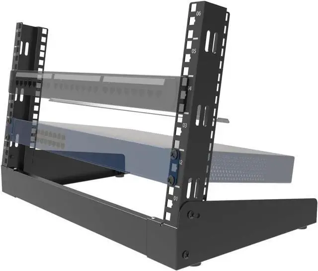 Alt view image 8 of 14 - JINGCHENGMEI 6U Desktop Network Rack 19 inches Small Open Frame Rack 2 Post Free-Standing Tabletop Rack for Patch Panel, Data, AV, IT,Studio or Computer Equipment (6U)