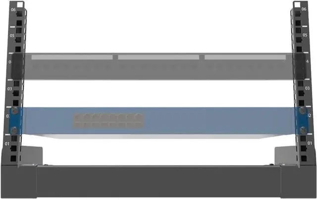 Alt view image 9 of 14 - JINGCHENGMEI 6U Desktop Network Rack 19 inches Small Open Frame Rack 2 Post Free-Standing Tabletop Rack for Patch Panel, Data, AV, IT,Studio or Computer Equipment (6U)