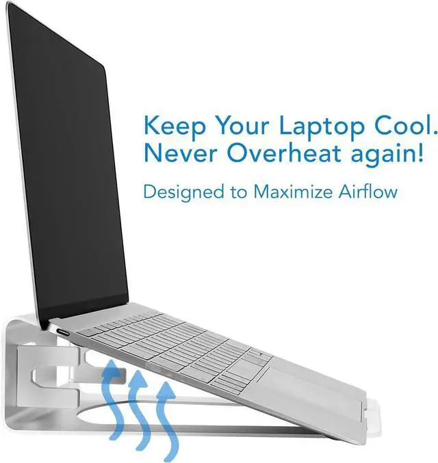 Alt view image 11 of 14 - Mount-It! Vertical Laptop Stand - Aluminum 2 in 1 Riser for Desk | MacBook Air and Pro Holder