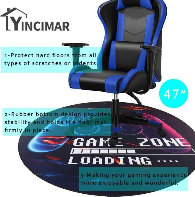 Alt view image 10 of 14 - Yincimar Gaming Chair Mat for Hardwood Floor,Anti-Slip Floor Protector Game Controller Rubber Gaming Computer Chair Mat for Gaming Room Home Office Decor (Round 47 inches,Black)