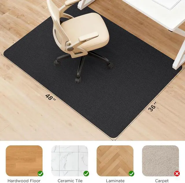 Alt view image 7 of 12 - Sycoodeal Office Chair Mat for Hardwood & Tile Floor, 36" x 48" Computer Gaming Chair Mat for Rolling Chairs Non-Curve, Anti-Slip, Heavy Duty Floor Protector for Home Office (Black)