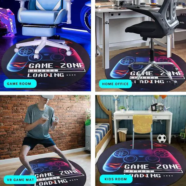 Alt view image 13 of 14 - Yincimar Gaming Chair Mat for Hardwood Floor,Anti-Slip Floor Protector Game Controller Rubber Gaming Computer Chair Mat for Gaming Room Home Office Decor (Round 47 inches,Black)