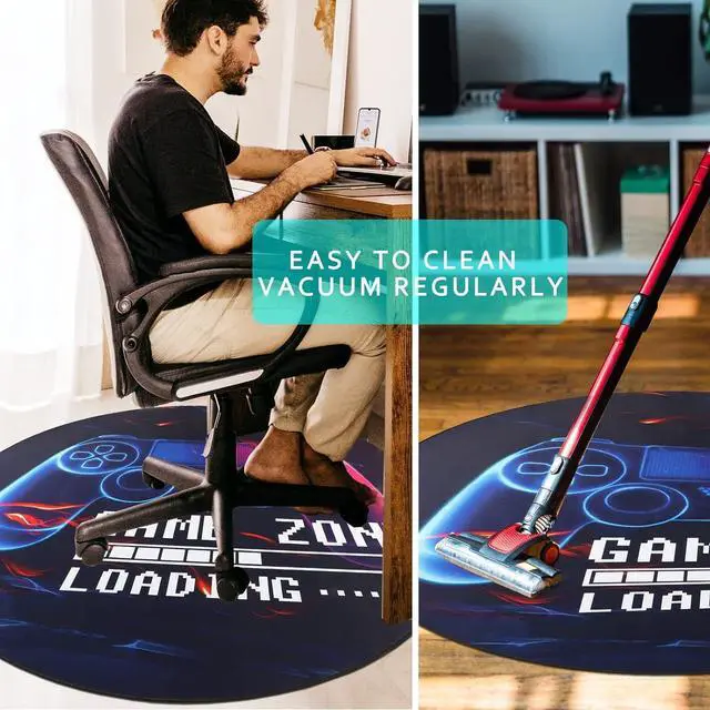 Alt view image 14 of 14 - Yincimar Gaming Chair Mat for Hardwood Floor,Anti-Slip Floor Protector Game Controller Rubber Gaming Computer Chair Mat for Gaming Room Home Office Decor (Round 47 inches,Black)