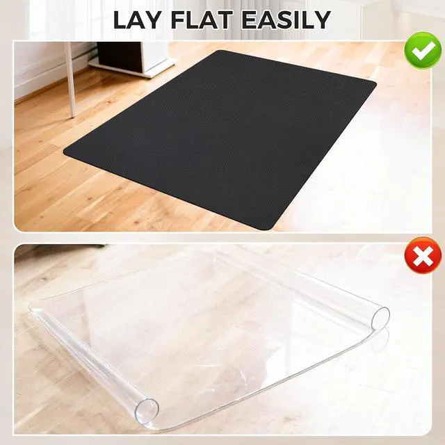 Alt view image 10 of 12 - Sycoodeal Office Chair Mat for Hardwood & Tile Floor, 36" x 48" Computer Gaming Chair Mat for Rolling Chairs Non-Curve, Anti-Slip, Heavy Duty Floor Protector for Home Office (Black)
