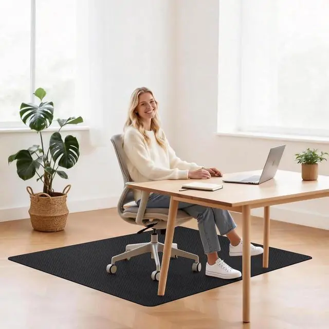 Alt view image 12 of 12 - Sycoodeal Office Chair Mat for Hardwood & Tile Floor, 36" x 48" Computer Gaming Chair Mat for Rolling Chairs Non-Curve, Anti-Slip, Heavy Duty Floor Protector for Home Office (Black)