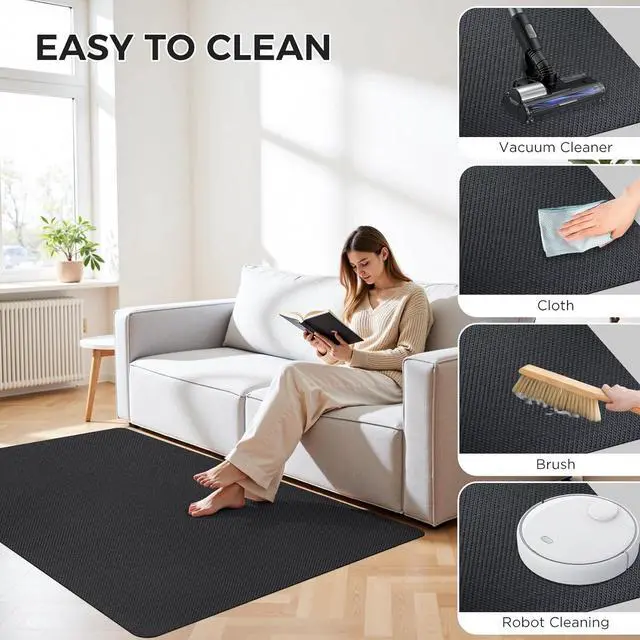 Alt view image 11 of 12 - Sycoodeal Office Chair Mat for Hardwood & Tile Floor, 36" x 48" Computer Gaming Chair Mat for Rolling Chairs Non-Curve, Anti-Slip, Heavy Duty Floor Protector for Home Office (Black)