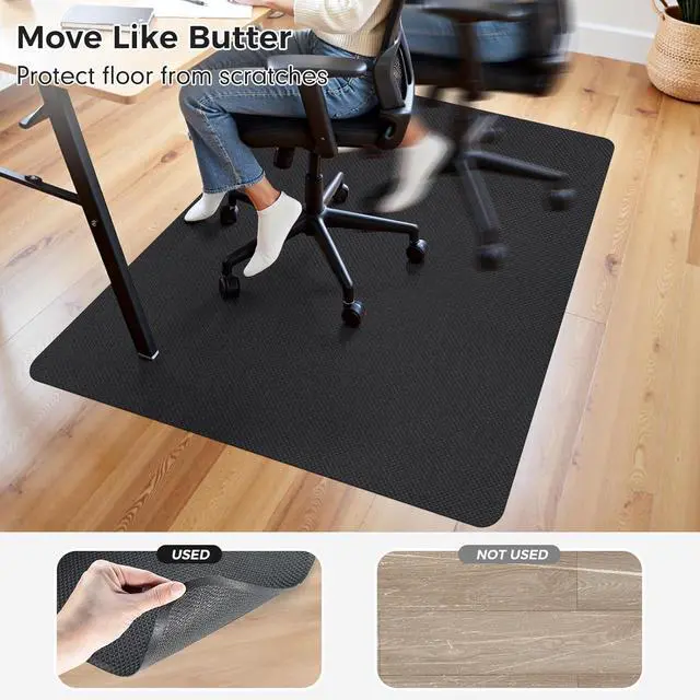 Alt view image 9 of 12 - Sycoodeal Office Chair Mat for Hardwood & Tile Floor, 36" x 48" Computer Gaming Chair Mat for Rolling Chairs Non-Curve, Anti-Slip, Heavy Duty Floor Protector for Home Office (Black)