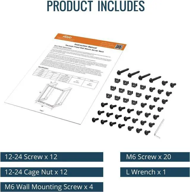 Alt view image 12 of 12 - Tecmojo 6U Fixed Wall Mount Network Rack 15.8inch Depth Open Frame for Server Data/AV/IT/Communication/Computer Equipment/Patch Panel Heavy Duty
