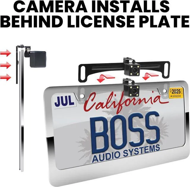 Alt view image 10 of 14 - BOSS Audio Systems LPCB40 Reverse Rearview License Plate Backup Car Camera - 170° Wide Angle Rear View, Weatherproof Back Up Cam