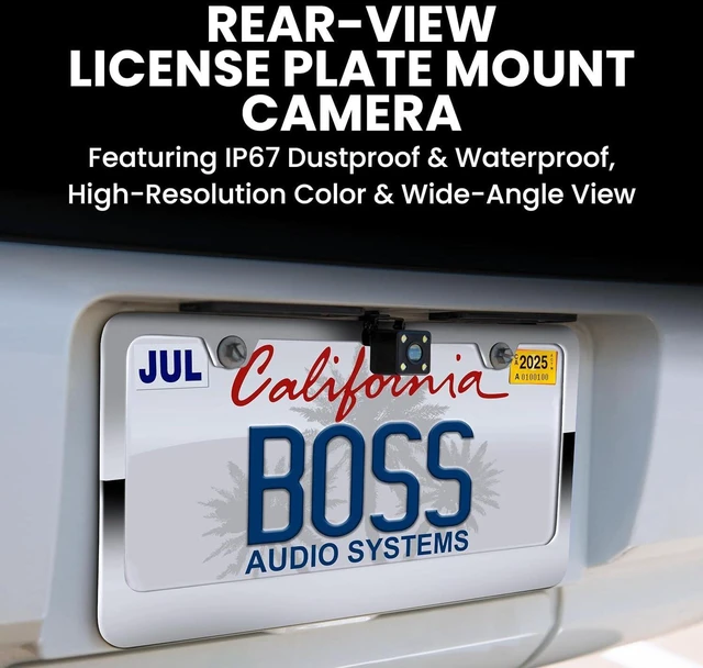 Alt view image 11 of 14 - BOSS Audio Systems LPCB40 Reverse Rearview License Plate Backup Car Camera - 170° Wide Angle Rear View, Weatherproof Back Up Cam