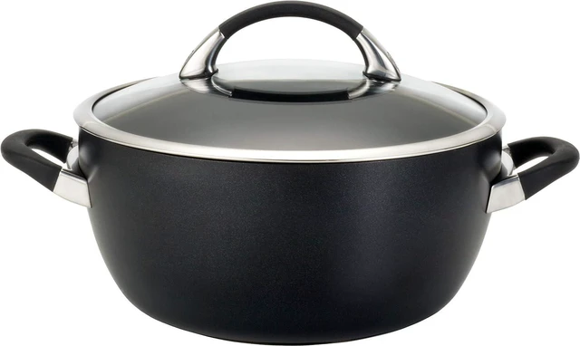 Alt view image 7 of 12 - Circulon Symmetry Hard Anodized Nonstick Casserole Dish/Casserole Pan with Lid - 5.5 Quart, Black