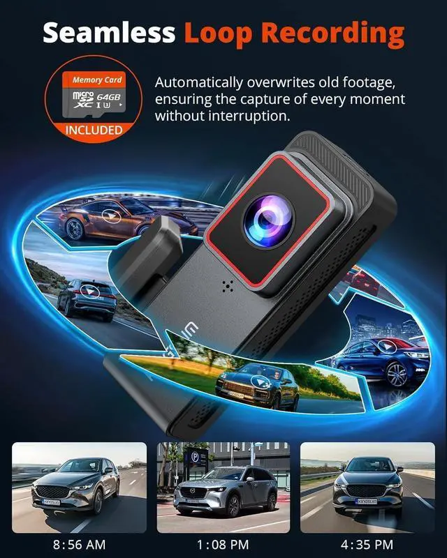 Alt view image 13 of 14 - Kingslim 4K Dash Cam Front and Rear with 64GB SD Card, 5G WiFi Dash Camera for Cars, 1.5'' Screen Dashcam Wireless APP Control, Support G-Sensor/Time Lapse 2 Kinds Parking Monitor