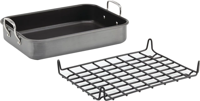 Alt view image 10 of 10 - Rachael Ray Brights Hard Anodized Nonstick Roaster / Roasting Pan with Rack - 16 Inch x 12 Inch, Gray