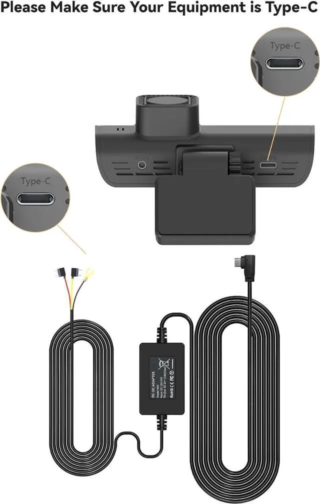 Alt view image 7 of 10 - REDTIGER F7N Dash Cam Hardwire Kit, 21.3ft USB C Port Hard Wire Kit for Dashcam,Converts 12V-24V to 5V/2.5A Low Voltage Protection