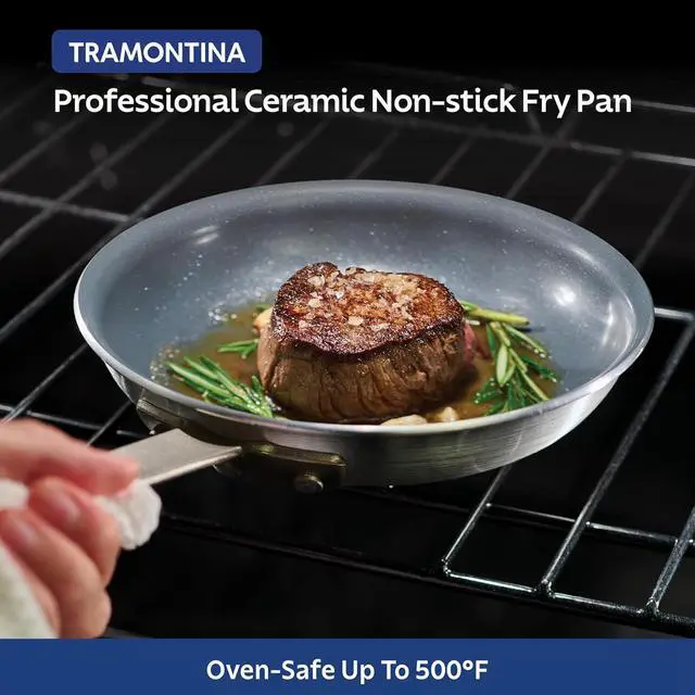Alt view image 14 of 14 - Tramontina Professional 10-Inch Ceramic Non Stick Frying Pan, Heavy-Gauge Aluminum Skillet with Nonstick Coating, Dishwasher and Oven Safe, Gray