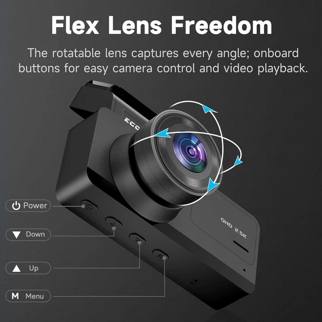 Alt view image 12 of 14 - Dash Cam Front and Rear, 2.5K Dual Dash Camera for Cars, Car Camera with 3.16" IPS Screen, 170° Wide Angle, WDR Night Vision, G-Sensor, 24H Parking Monitor, 32GB Card Included, Support 256 GB Max