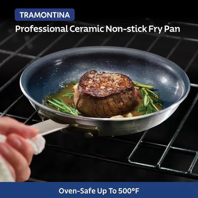Alt view image 14 of 14 - Tramontina Professional 10-Inch Ceramic Non Stick Frying Pan, Heavy-Gauge Aluminum Skillet with Nonstick Coating, Dishwasher and Oven Safe, Black