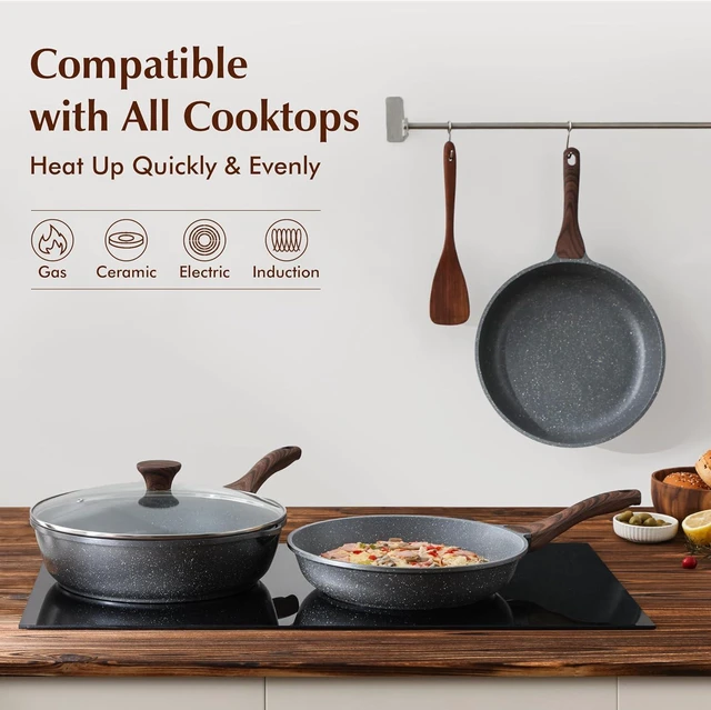 Alt view image 13 of 14 - SENSARTE Nonstick Frying Pan Skillets, Swiss Granite Coating Omelette Pans, Healthy Cookware Chef's Pan, Free of Intentionally Added PFOA (9.5+11+12.5 Inch)