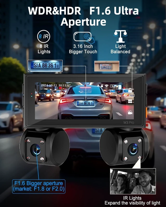 Alt view image 11 of 14 - 4 Channel Dash Cam Front and Rear Inside Left Right Car Dash Camera 360 View, 2.5K QHD Car Camera Supper Night Vision, 5G WiFi 3.16 IPS Touch Screen, G-Sensor,24H Parking Mode Free128G Card 256G Max