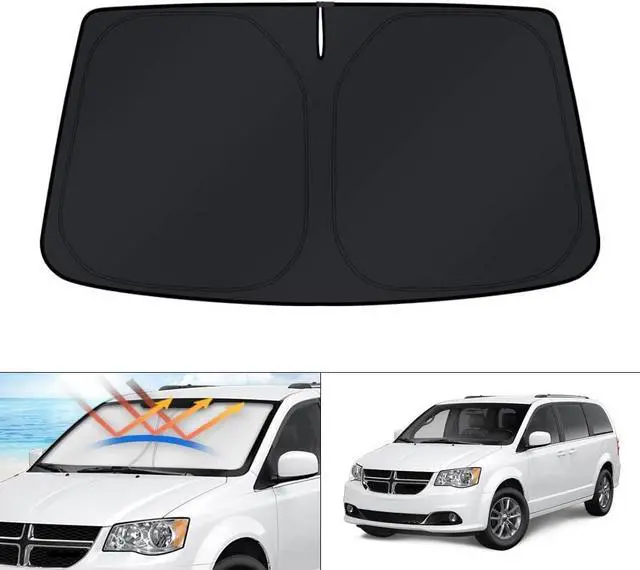 Alt view image 8 of 14 - KUST Windshield Sun Shade for Dodge Caravan Mini Van 2008-2018 2019 2020 (NOT for Dodge Grand Caravan) Window Accessories Sunshade Sun Visor Protector Foldable Block UV Rays
