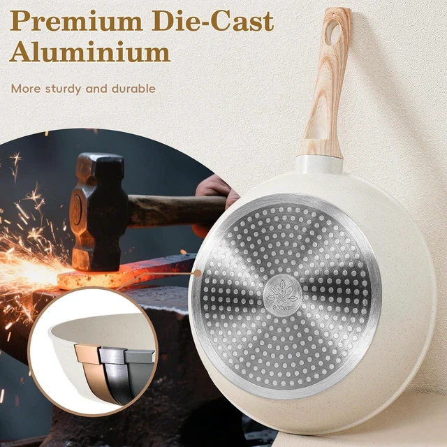 Alt view image 13 of 14 - 12 Pcs Pots and Pans Set Non Stick, Cookware Sets White Granite Induction Cookware, Non-toxic Healthy Nonstick Kitchen Cooking Set with Frying Pans Set, Saucepans (PFAS/PFOA/PFOS Free)