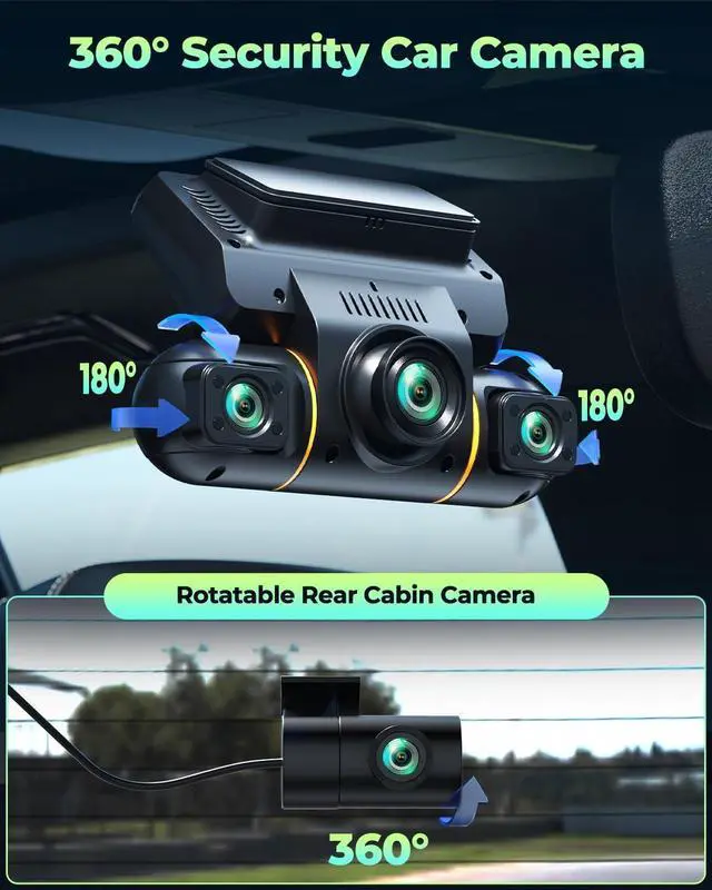 Alt view image 9 of 12 - LAMTTO 4 Channel Dash Cam 360 View, 1080P Front and Rear Inside Left Right, Dash Camera for Cars with Hardwire Kit for 24h Security Parking Monitor, IR Night Vision Dashcam,128GB Card Included