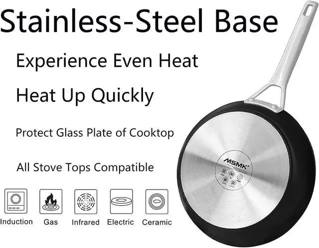 Alt view image 11 of 14 - MsMk Non Stick Frying Pans, 10 Inch and 12 Inch Nonstick Frying Pan Set PFOA Free Non-Toxic, Skillet Set for Induction, Ceramic and Gas Cooktops