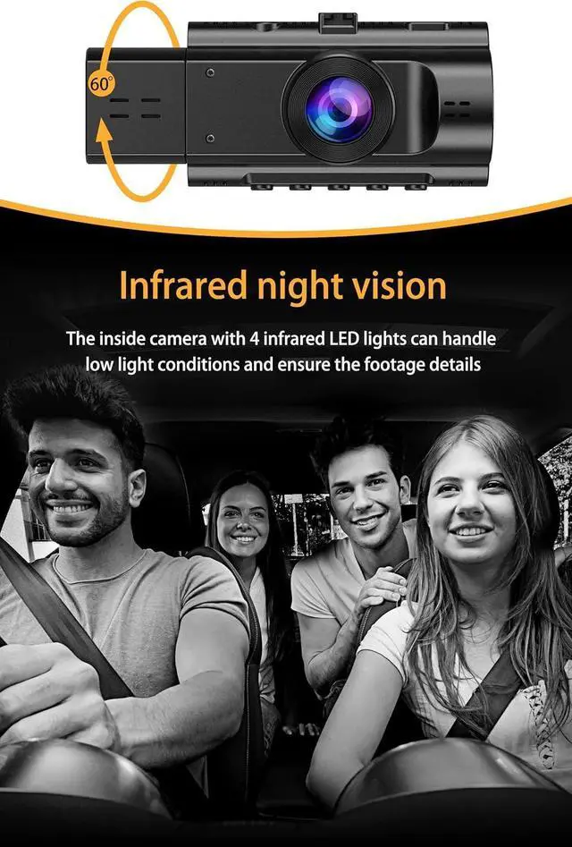 Alt view image 10 of 12 - Dual Dash Cam Front and Inside FHD 1080P Dash Camera for Cars Dashcams for Cars with Infrared Night Vision, Car Camera Driving Recorder 24H Park Monitor Motion Detection G-Sensor for Taxi Uber