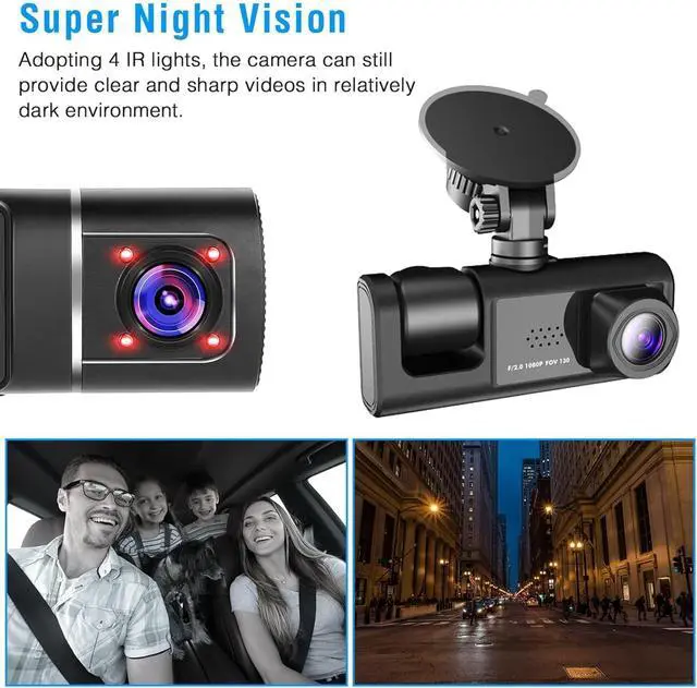 Alt view image 10 of 10 - Dash Camera for Car Security Camera Dash Cam Mini Car Recorder 2 Inch Screen Front and Inside Dual Car Cameras 1080P with WDR, Night Vision, G-Sensor Auto Lock, Loop Recording