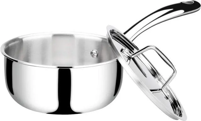Alt view image 8 of 14 - Duxtop Whole-Clad Tri-Ply Stainless Steel Saucepan with Lid, 1.6 Quart, Kitchen Induction Cookware