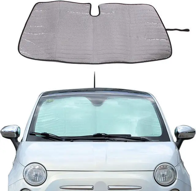 Alt view image 8 of 14 - LLKUANG Car Windshield Sunshade UV Ray Reflector Compatible with Fiat 500 2010-2025 Abarth 595 2014-2025 Front Window Sun Shade Shield Cover Foldable Reflective Sun Visor (Style A)