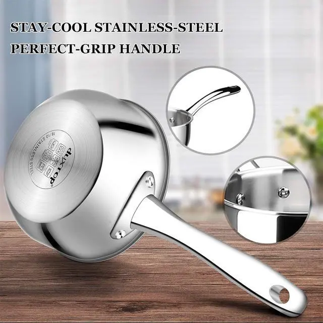 Alt view image 11 of 14 - Duxtop Whole-Clad Tri-Ply Stainless Steel Saucepan with Lid, 1.6 Quart, Kitchen Induction Cookware