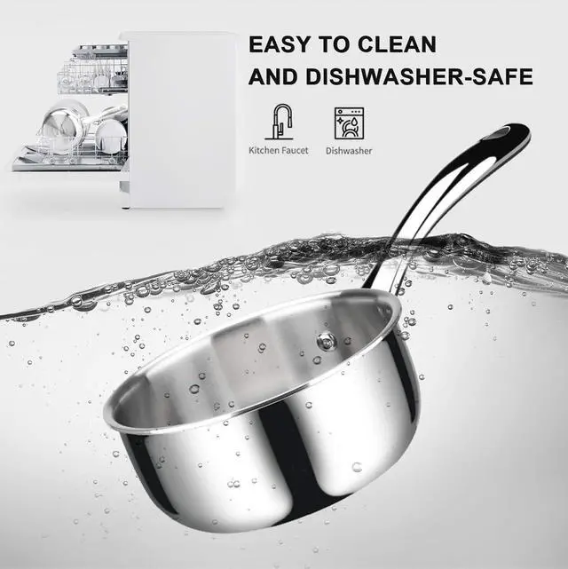 Alt view image 13 of 14 - Duxtop Whole-Clad Tri-Ply Stainless Steel Saucepan with Lid, 1.6 Quart, Kitchen Induction Cookware