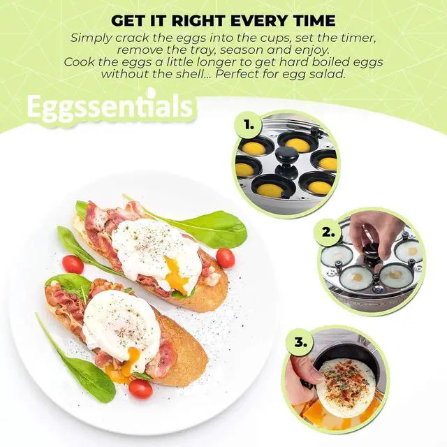 Alt view image 9 of 14 - Eggssentials Egg Poacher Pan Nonstick Poached Egg Maker, Stainless Steel Egg Poaching Pan, Poached Eggs Cooker Food Grade Safe PFOA Free with Spatula, Egg Poachers Cookware