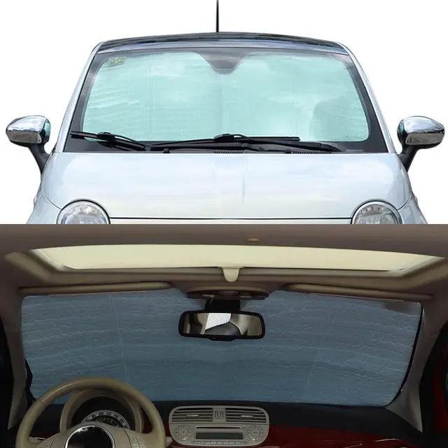 Alt view image 13 of 14 - LLKUANG Car Windshield Sunshade UV Ray Reflector Compatible with Fiat 500 2010-2025 Abarth 595 2014-2025 Front Window Sun Shade Shield Cover Foldable Reflective Sun Visor (Style A)