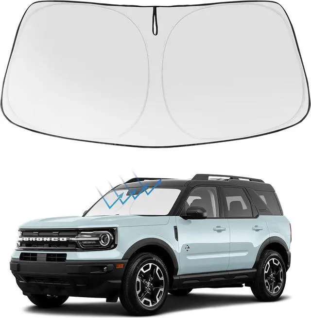 Alt view image 8 of 14 - Proadsy 2025 Upgrade Windshield Sun Shade Custom Fit Ford Bronco Sport 2021-2024 2025 4-Layer Foldable Front Sunshade Protector Sun Visor Blocks UV Rays Keep Car Cooler